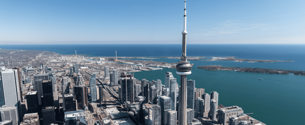 Landscape view of downtown CN Tower Toronto Ontario