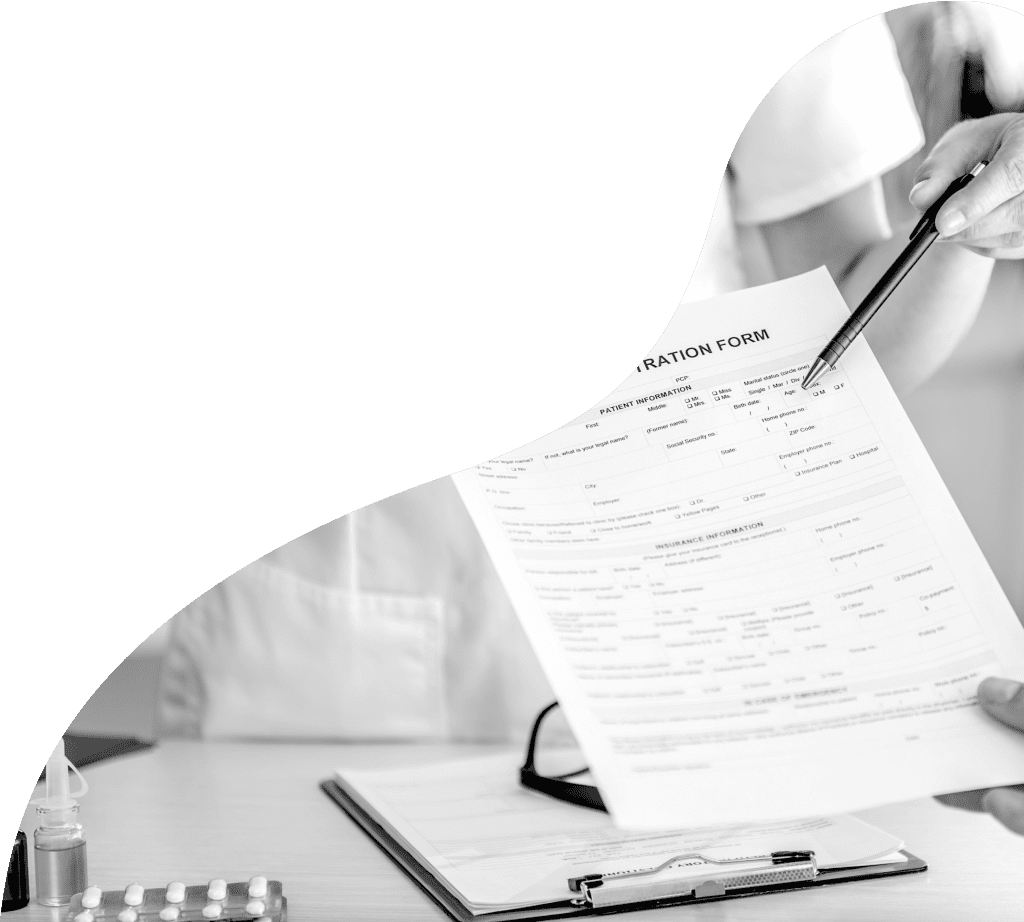 Close up of a clinic patient registration form